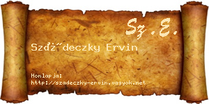 Szádeczky Ervin névjegykártya